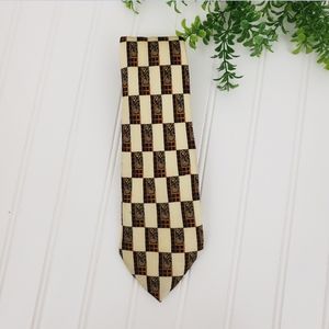 Lanvin Tie 100% Silk Tie Cream Black Orange Office Attire Career